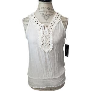 A. Beyer Off White V Cut Tank Top w. Elastic Waist | Size Medium BNWT
